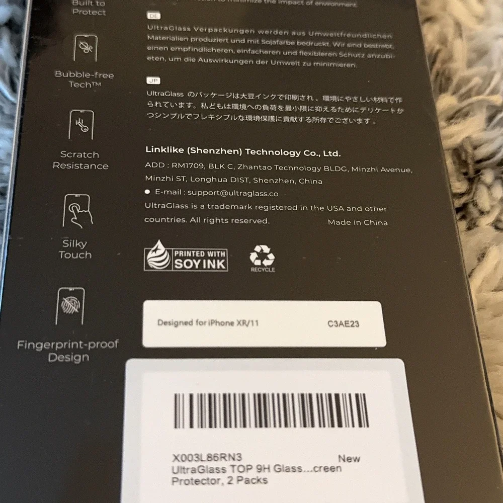 UltraGlass Screen Protector iPhone XR 2 Pack Black White Solid